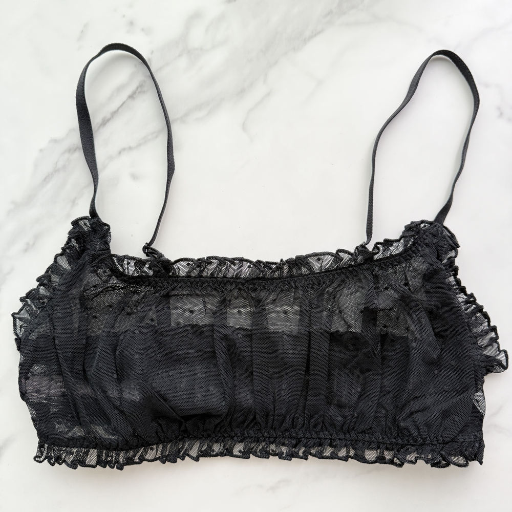 NWOT VICTORIA'S SECRET SEXY TEE DOT MESH SCOOP BRALETTE IN BLACK SIZE S/M/L